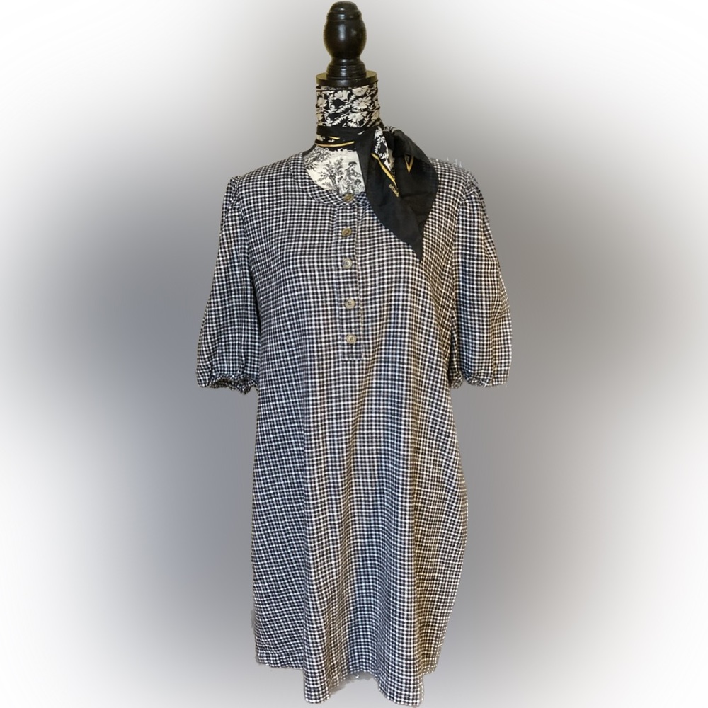 Flannel Short-sleeved Mini Dress